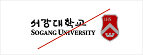 교표와 로고타입의 시그니춰를 임의로 변경한 경우 예시 이미지